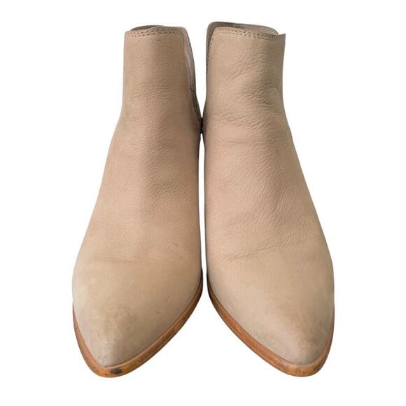 Frye Reina Cut Out Bootie Taupe 7.5 Heeled Leather Ankle Boots Pointed Toe - Picture 8 of 11